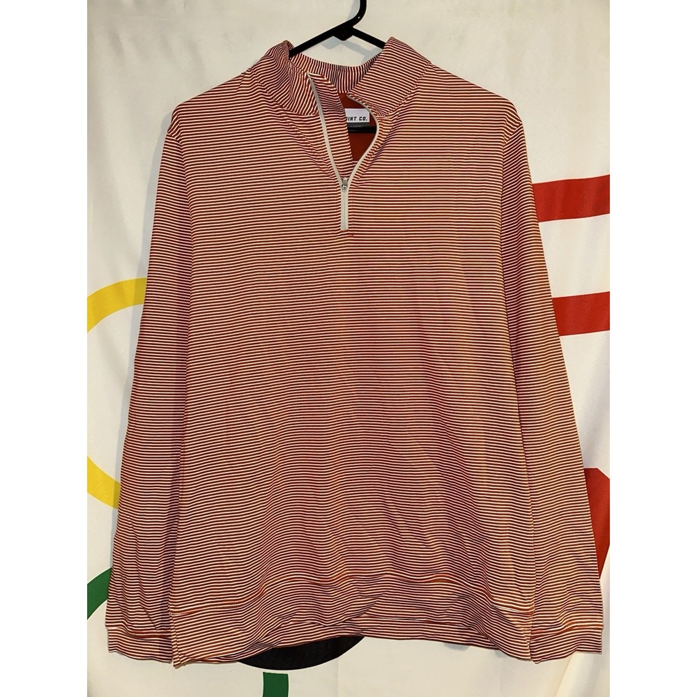 NWT Southern Point Co 1/4 Zip Pullover Mens Medium‎ Orange Striped Golf Stretch